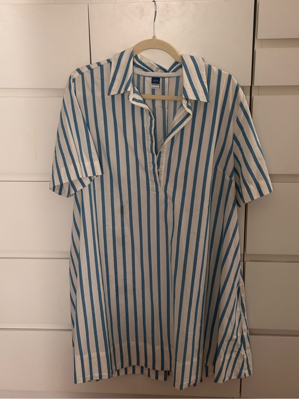 Old Navy Blue and White Striped Shirt Dress